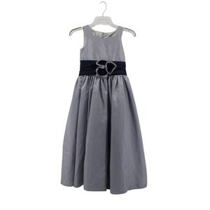 NEW Flower Girl Lanting Special Occasion Dress Girls 7‎ Silver Navy Sash Wedding